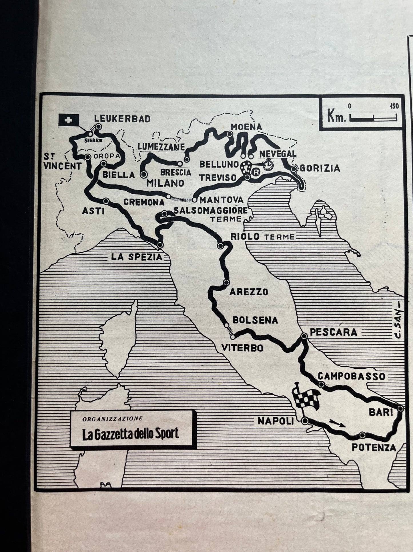 Giro d'italia Map 1963