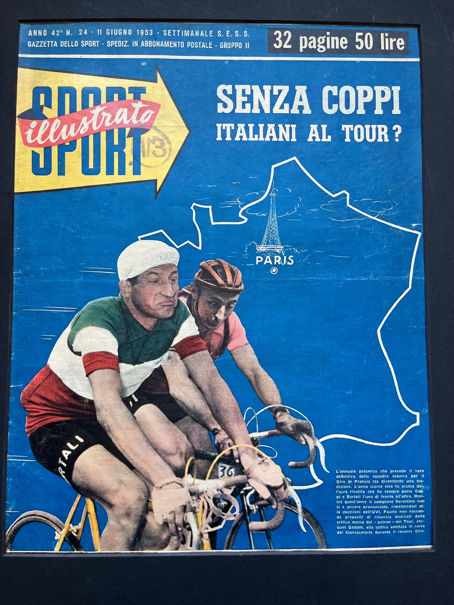 Vintage Cycling Print - Fausto Coppi / Gino Bartali 1953