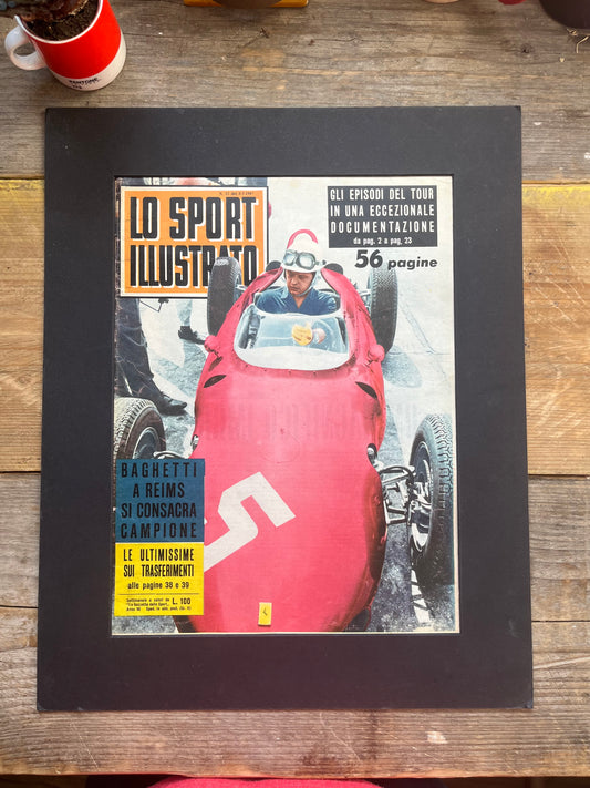 Vintage Italian racing car print Ferrari Giancarlo Baghetti 1961