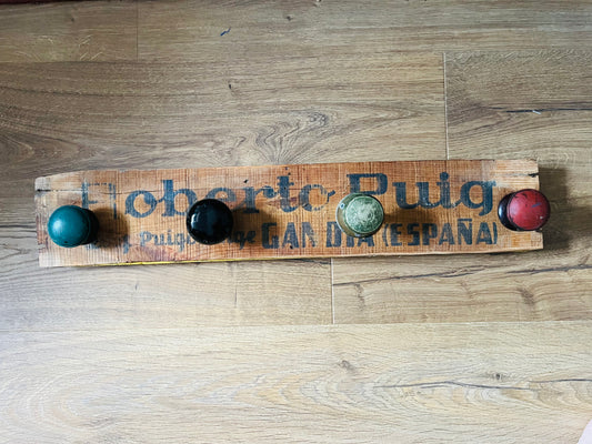 Reclaimed Spanish orange crate coat hanger