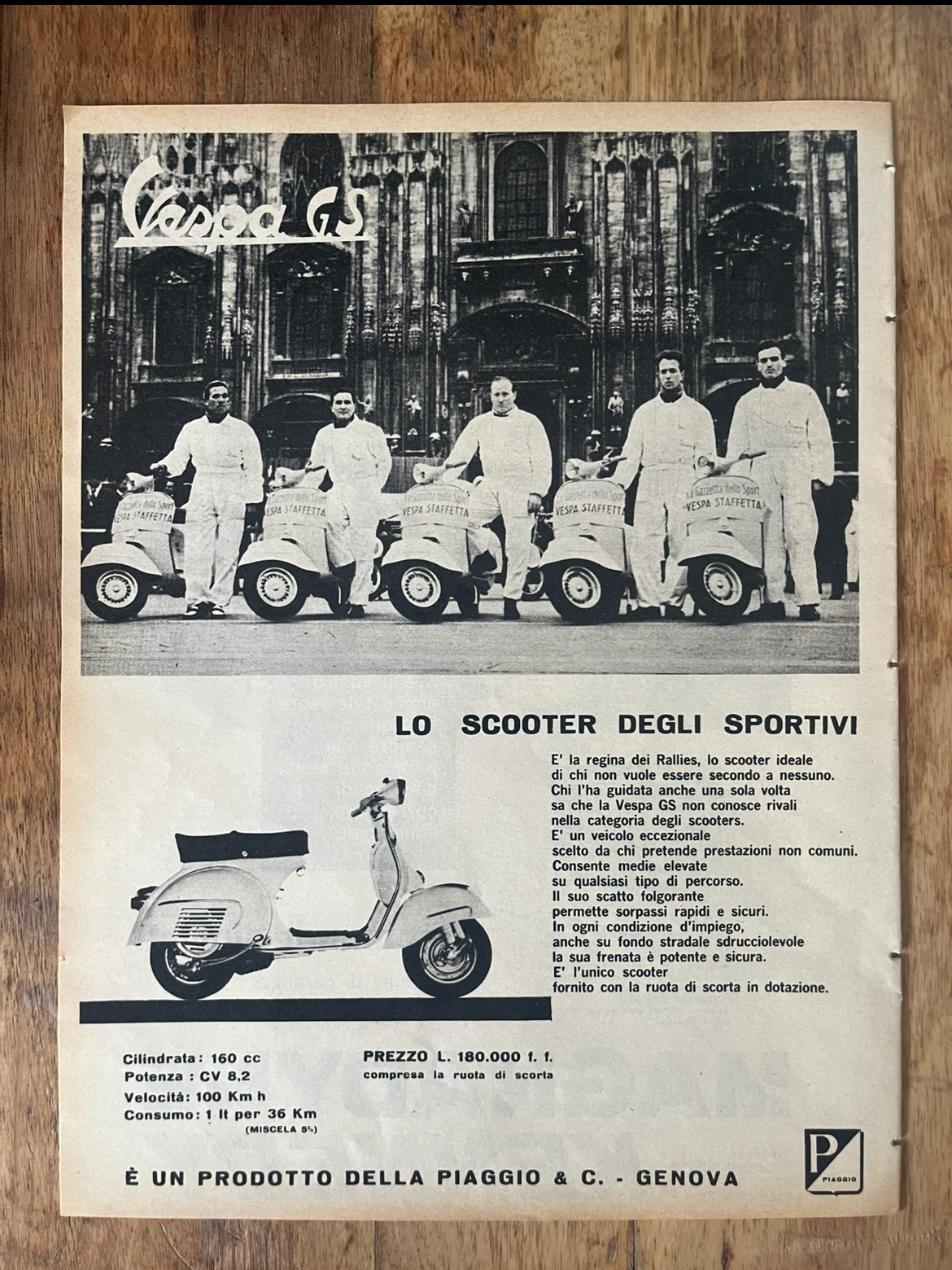 Vintage Vespa scooter advertisment print 1963