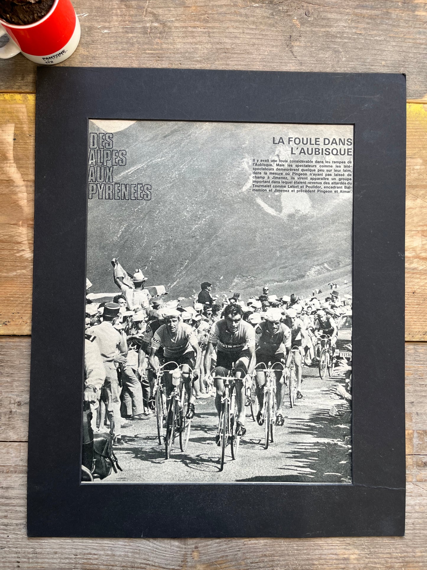 Vintage cycling Print -Tour de France, Pingeon, Jimenez 1965 Col d’Aubisque