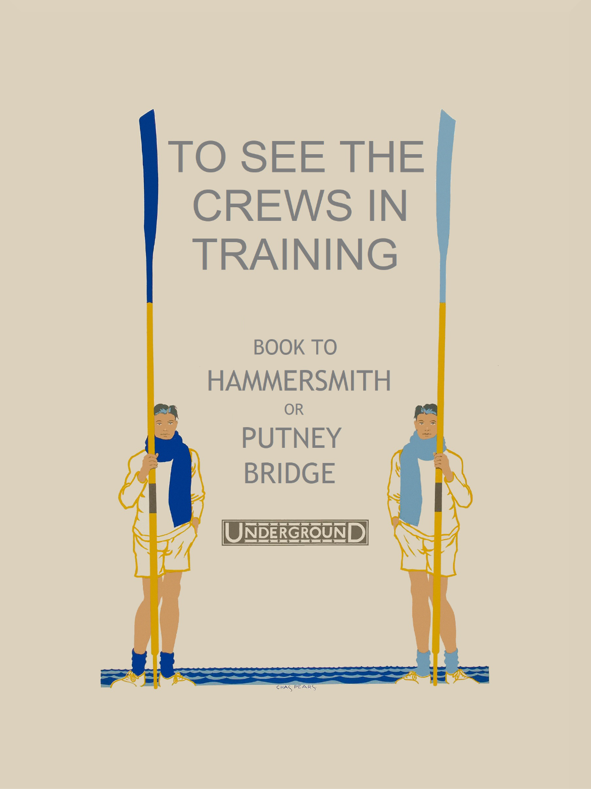 Vintage London Transport poster - “To see the crews in training” Charles Pears, 1930
