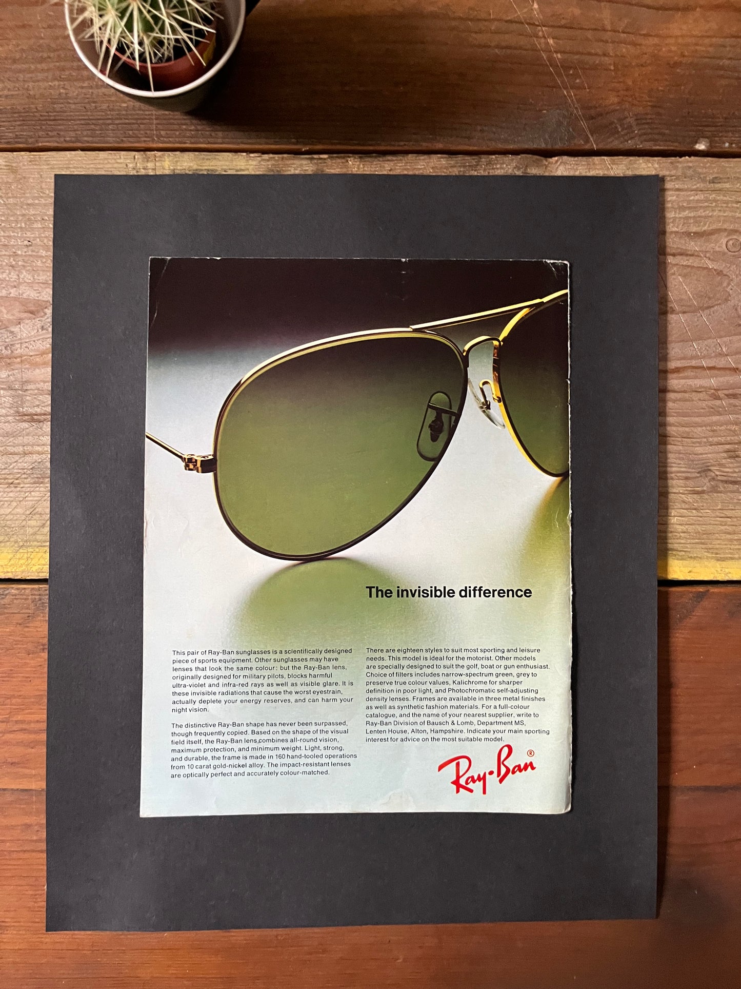 Ray Ban sunglasses advertisement- 1970s