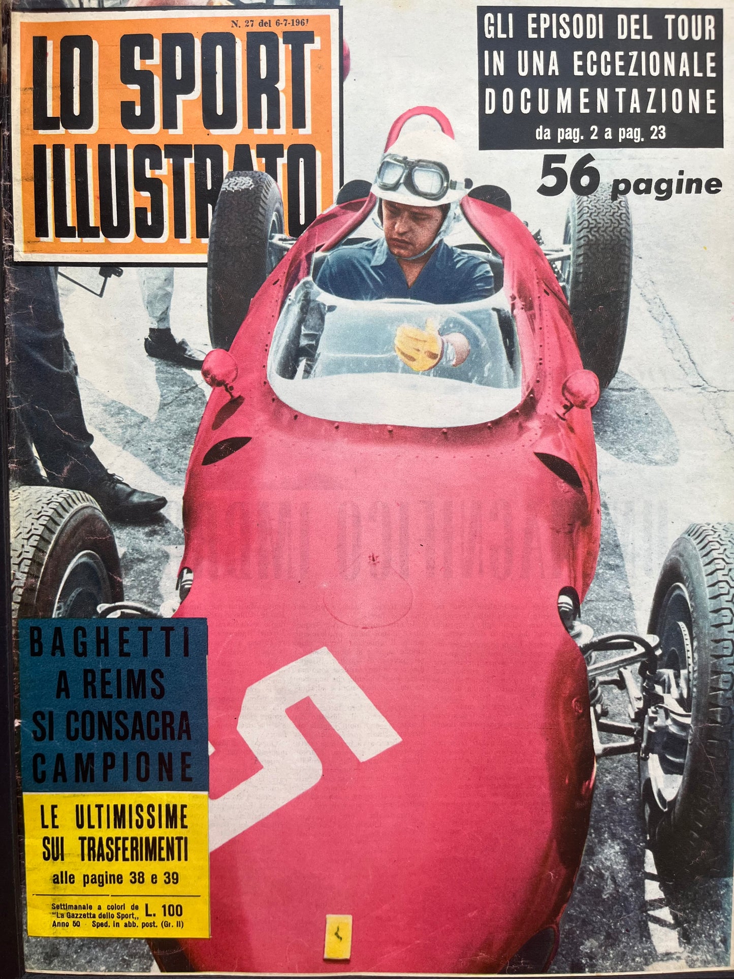Vintage Italian racing car print Ferrari Giancarlo Baghetti 1961