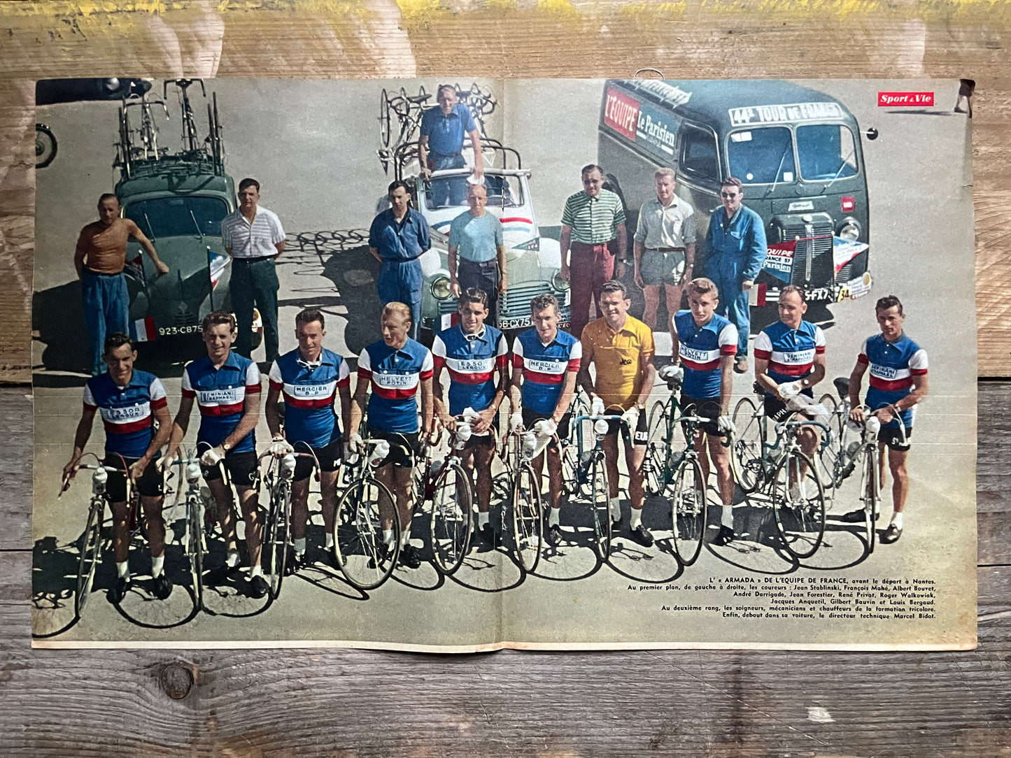 French cycling team - Tour de france vintage cycling print - Jacques Anquetil 1957