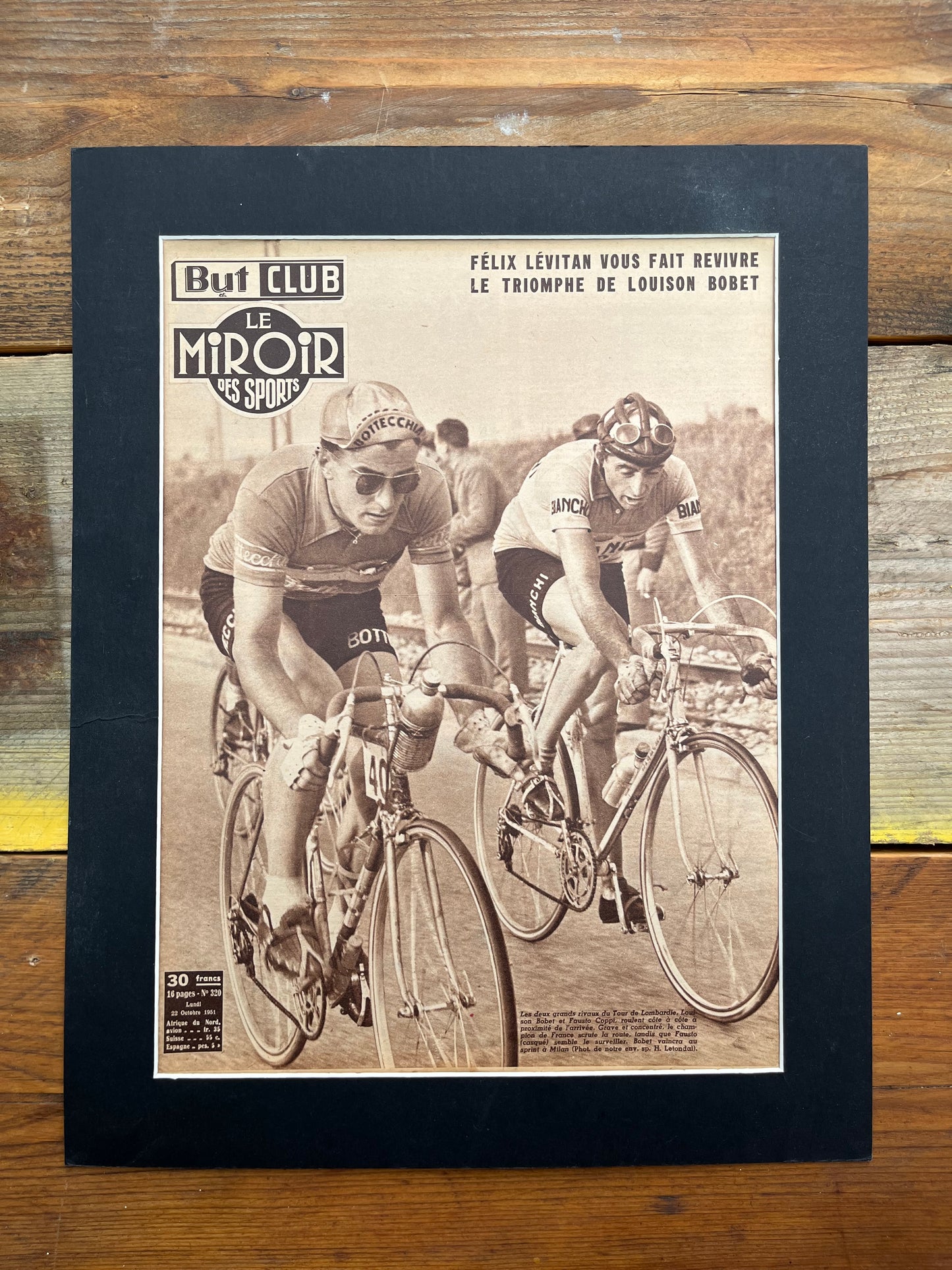 Fausto Coppi / Louison Bobet vintage cycling print 1951