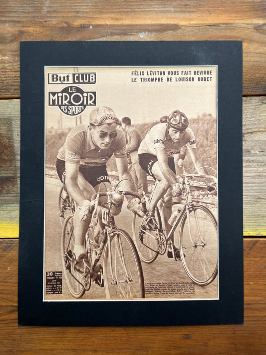 Fausto Coppi / Louison Bobet  vintage cycling print 1951
