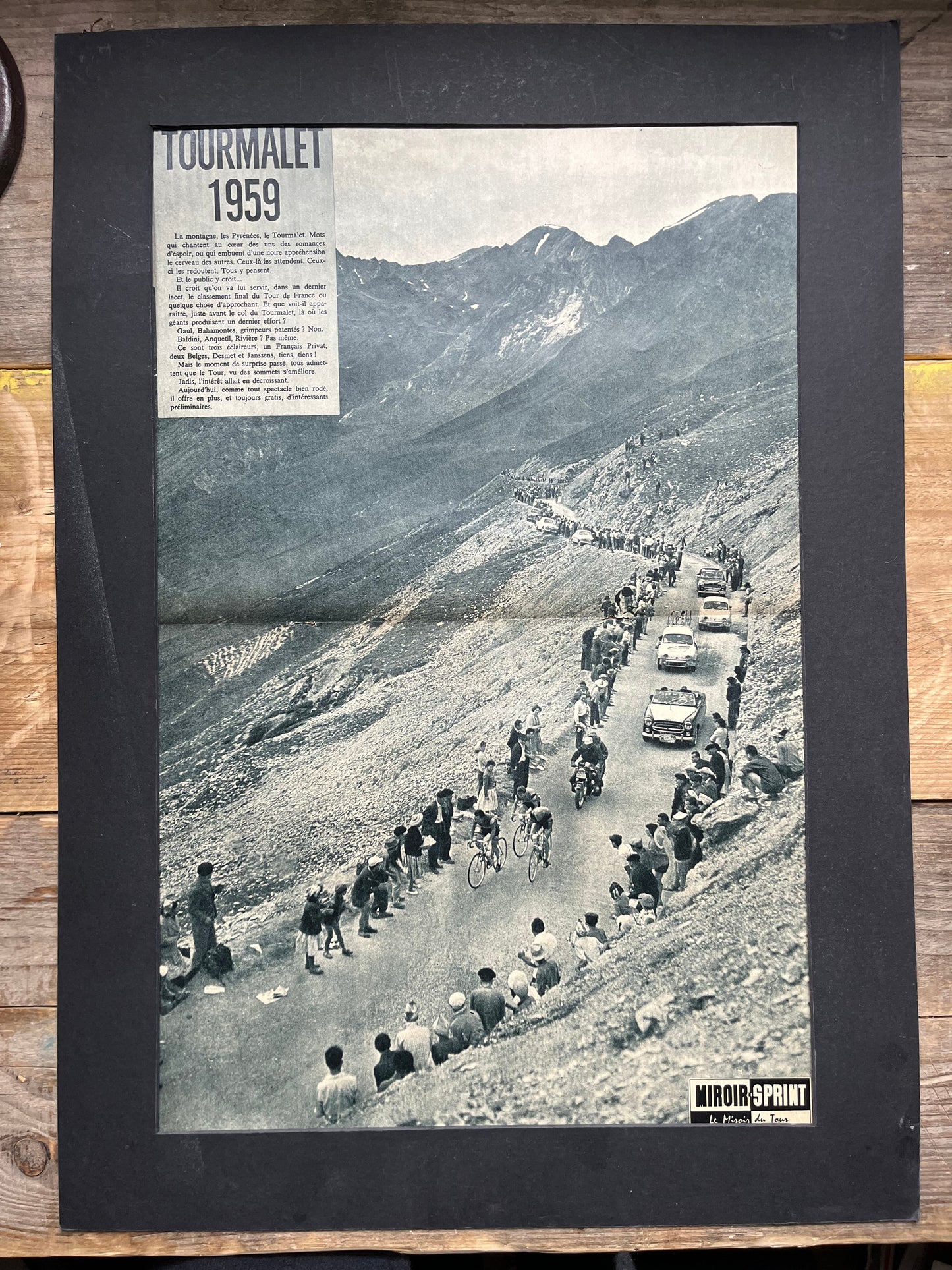 Vintage Cycling Print - Tour de France, Tourmalet Peloton, Original 1959
