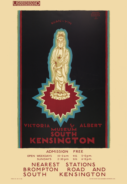 London transport Vintage Advertising Poster - Victoria and Albert Museum, by Edward McKnight Kauffer, 1922