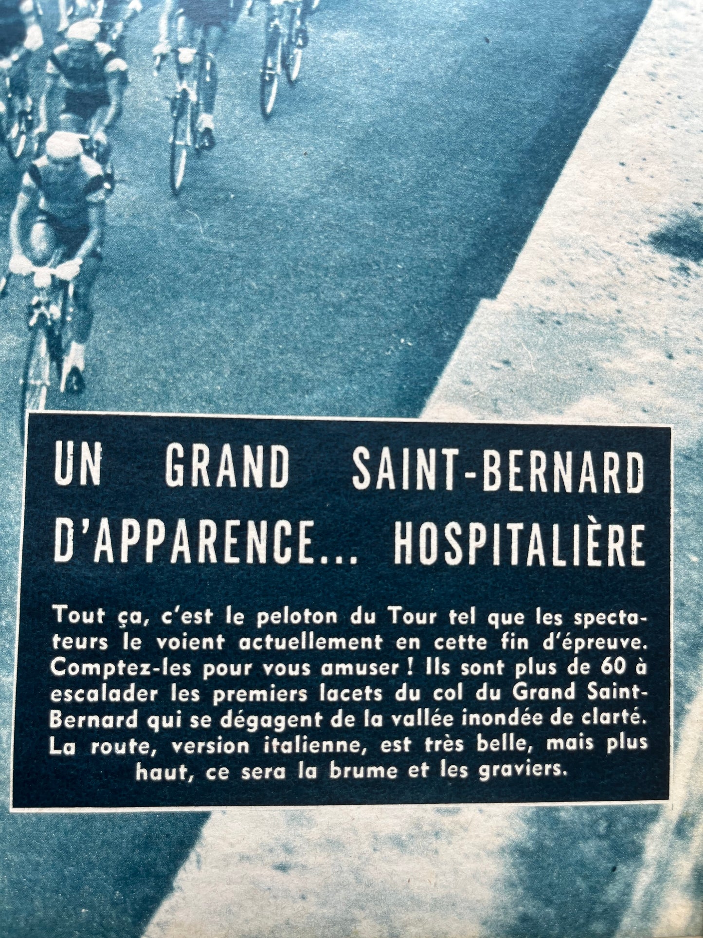 Tour de France vintage print - Alps Grand st Bernard 1959