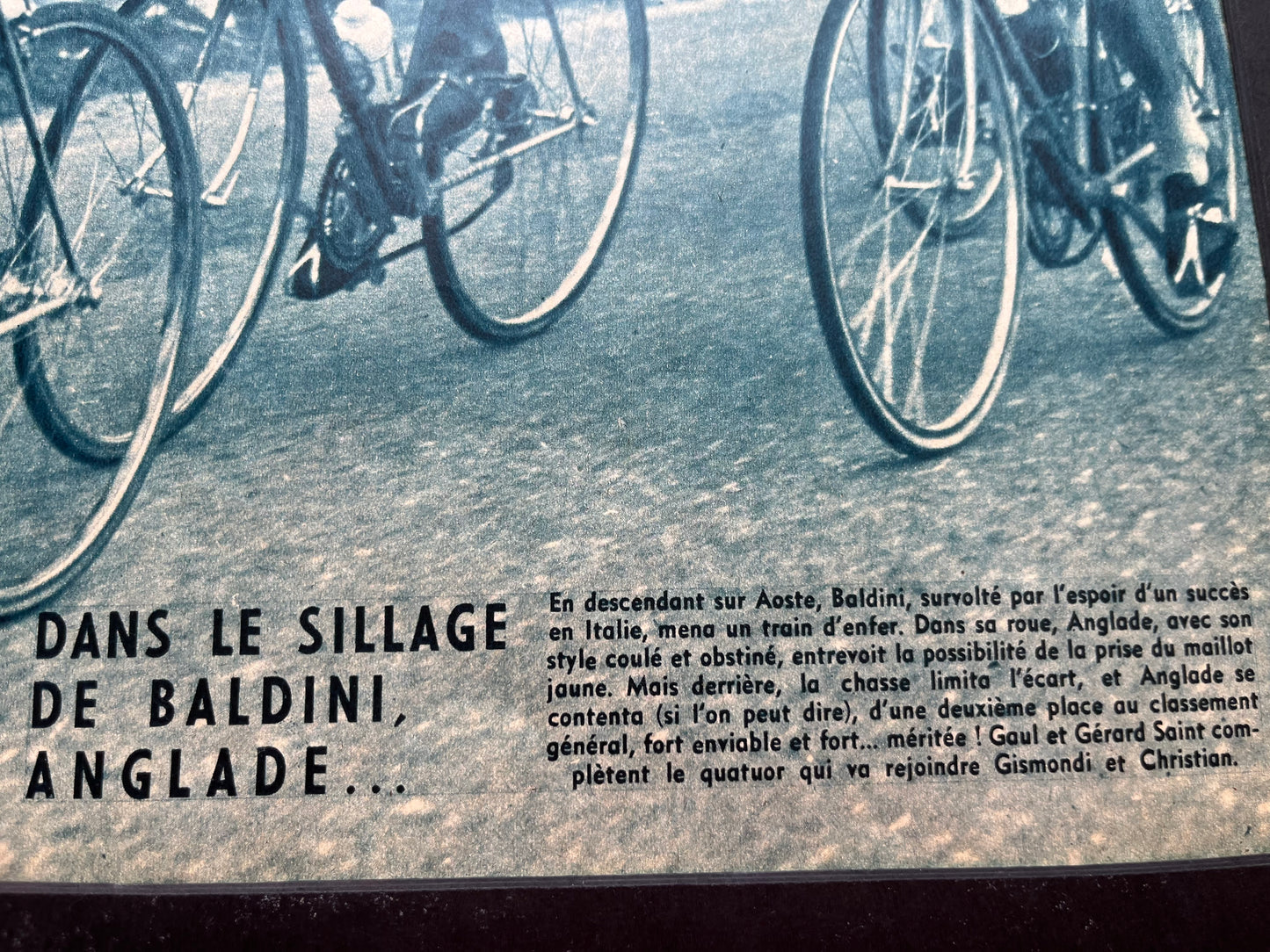 Vintage Cycling Print - Tour de France, Baldini/Anglade, Original 1950s