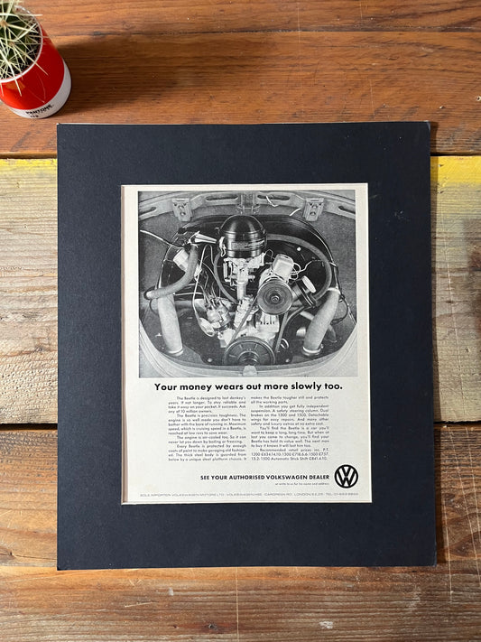Vintage VW Volkswagen Beetle advertising print - 1960s