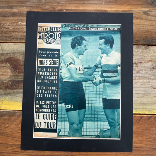 Fausto Coppi / Louison Bobet  original vintage cycling print 1955