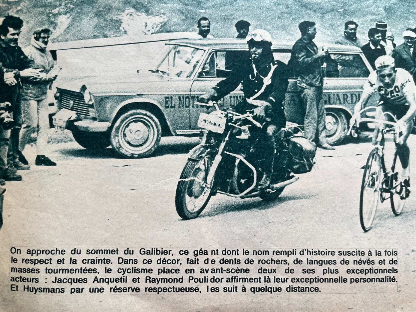 Tour de France vintage print -Jacques Anquetil Raymond Poulidor Galibier 1965