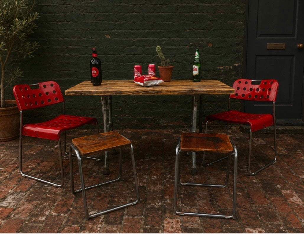 Pair of stripped steel Vintage School Lab Stools - Kitchen / cafe