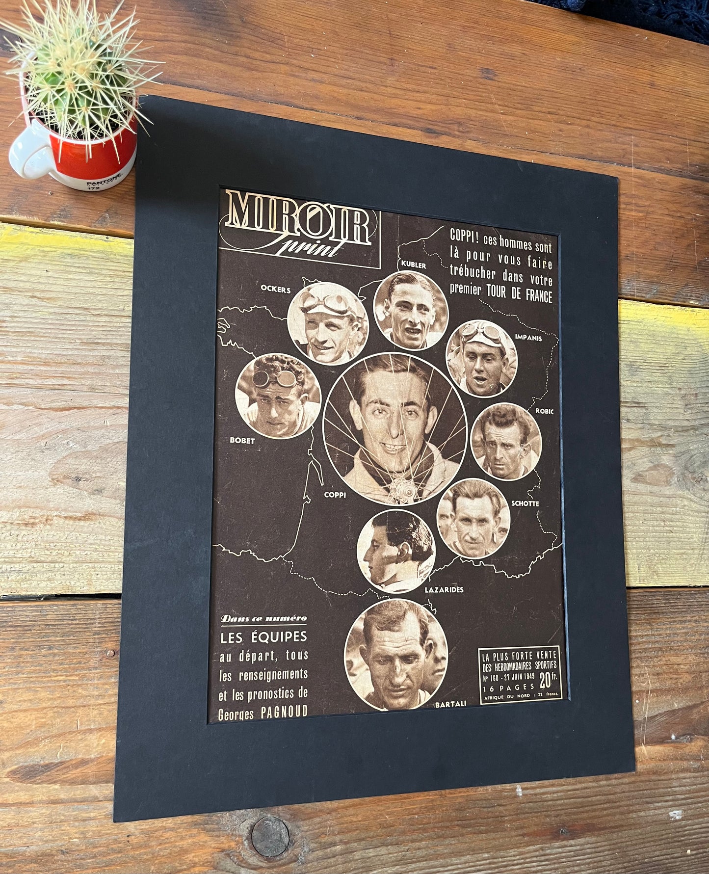 Vintage Tour de France Cycling Print - Original, 1949 Coppi Bartali Bobet