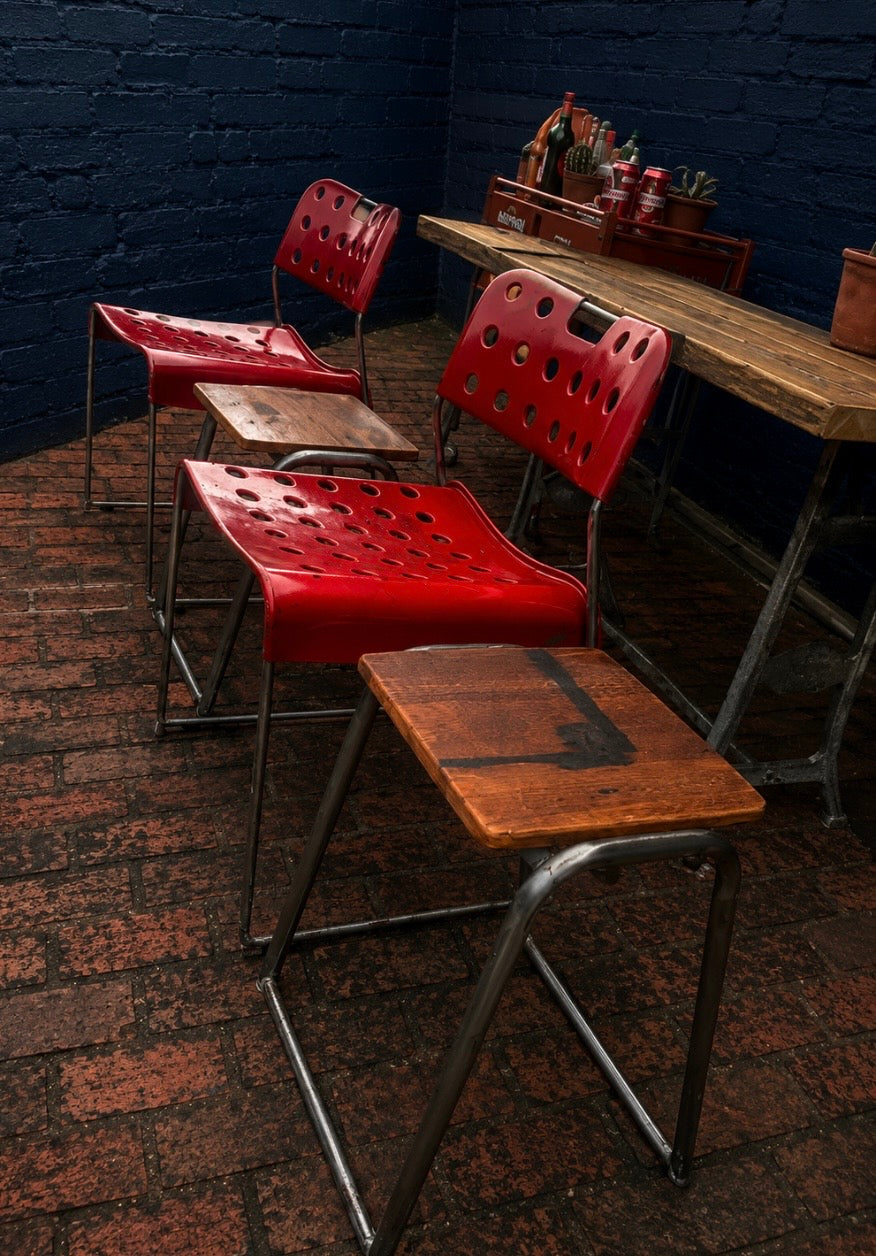 OMK midcentury stacking chair