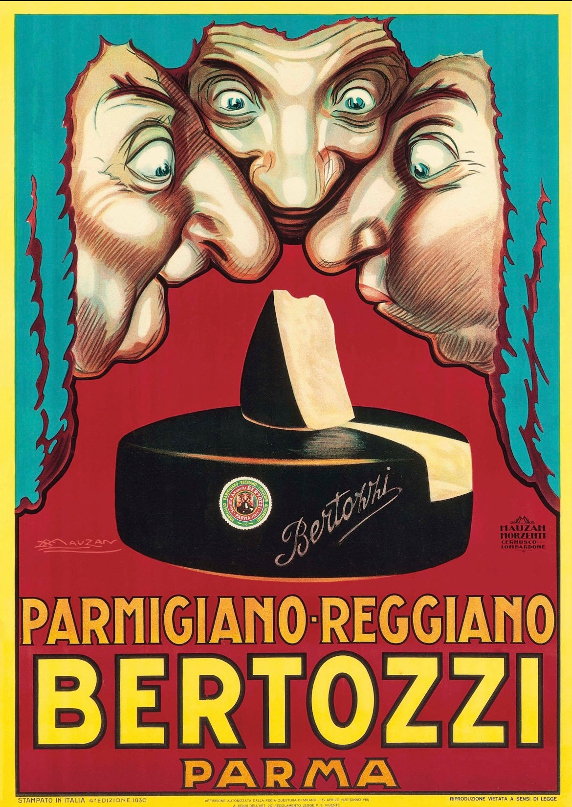 Bertozzi Parmigiano advertising poster c1920s Italy