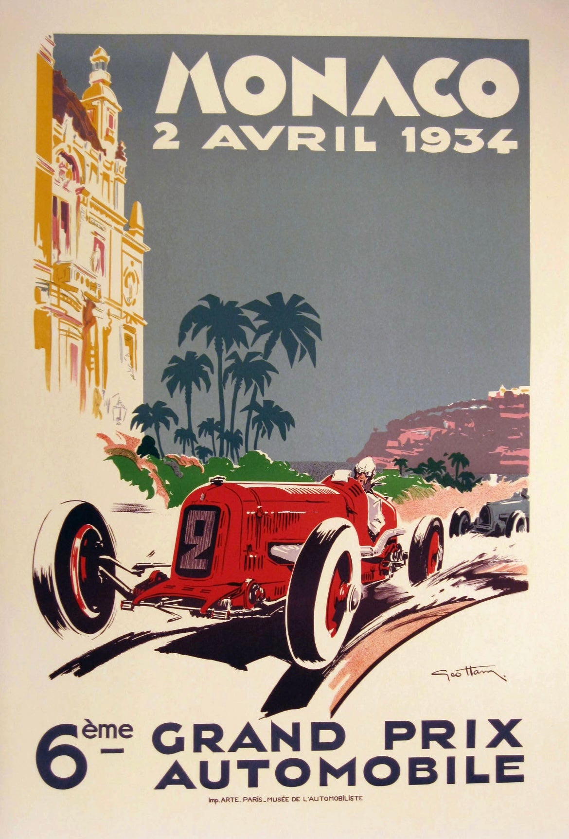 Monaco Grand Prix 1934 Vintage Poster