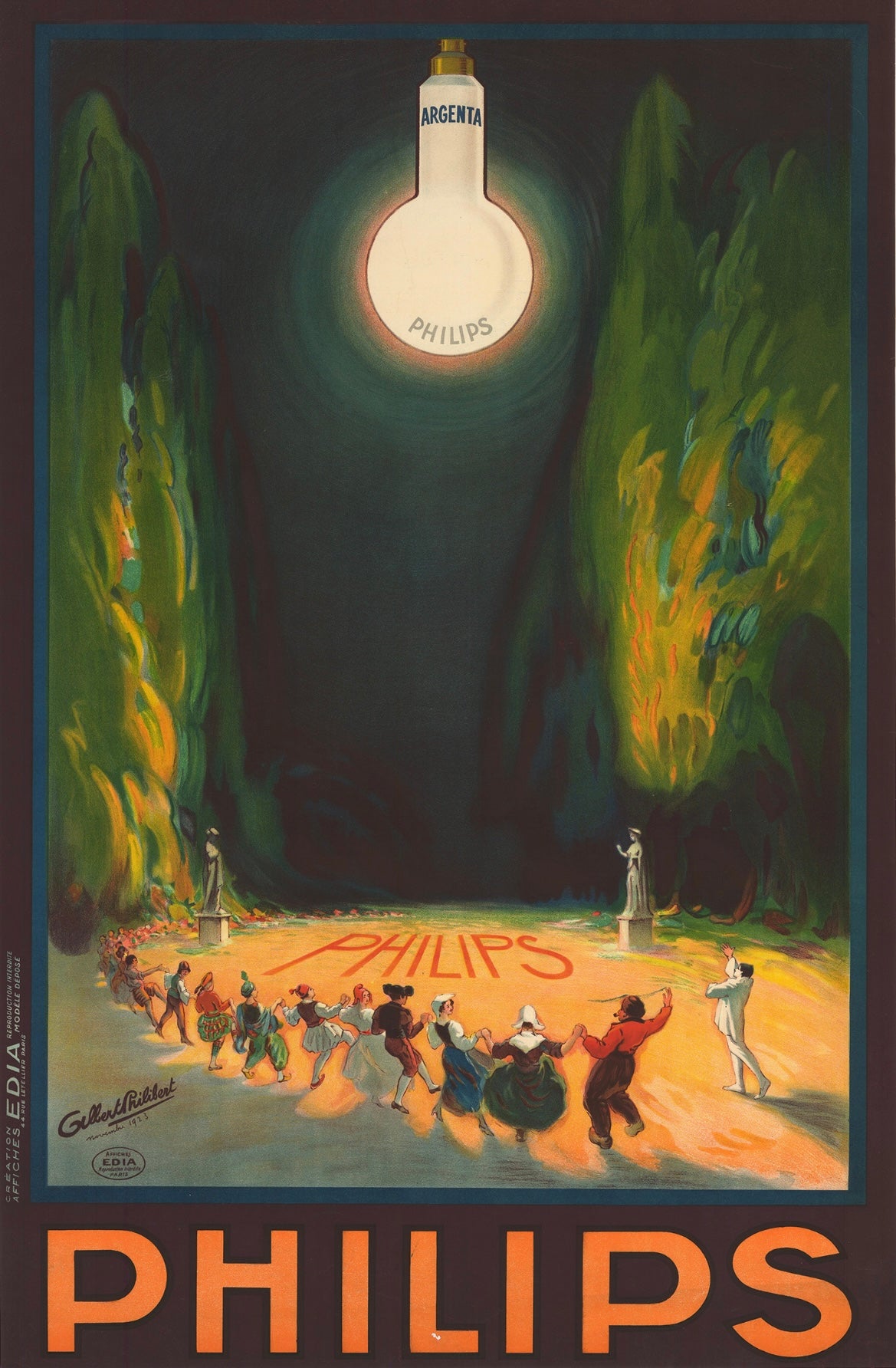 Vintage Philips lightbulbs poster - Art deco  1920s