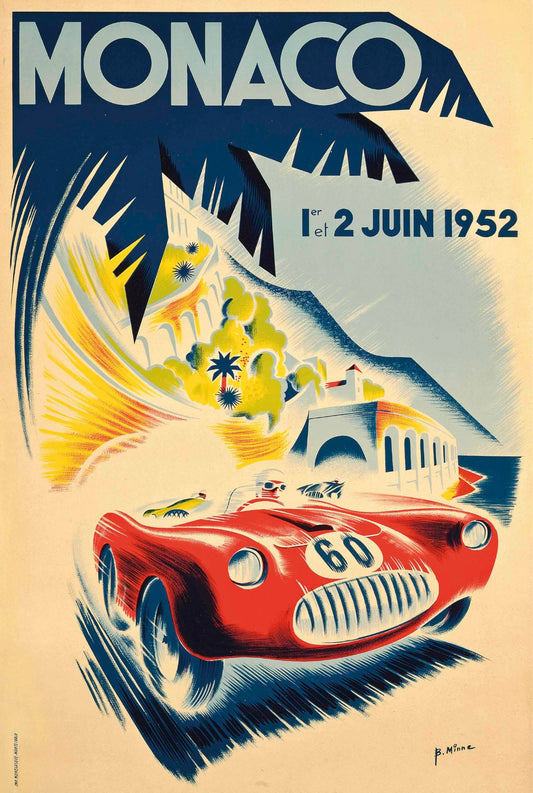 Vintage Automobile Poster -Monaco Grand Prix 1952