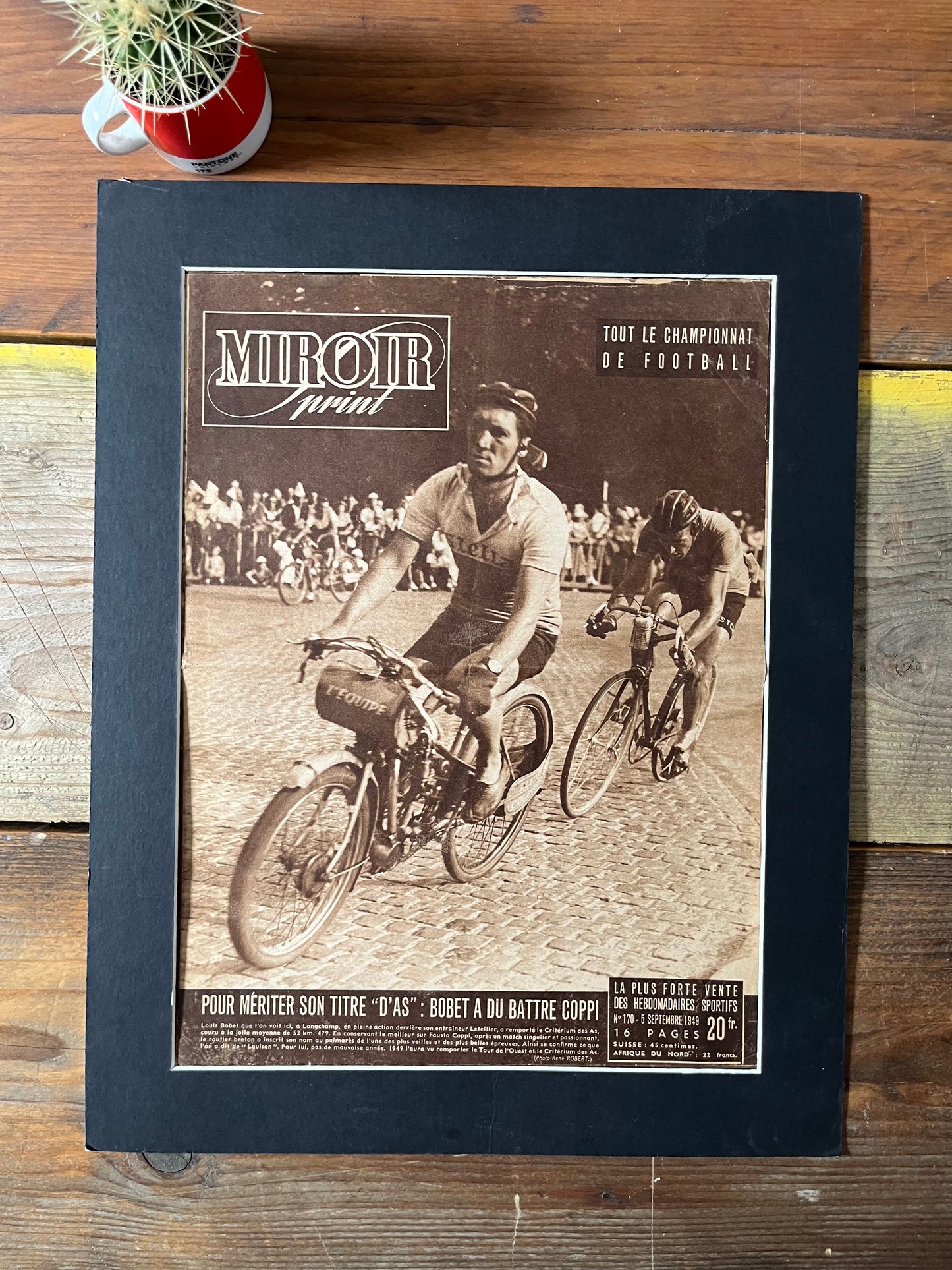 Vintage Tour de France Cycling Print - Original, 1949 Louison Bobet