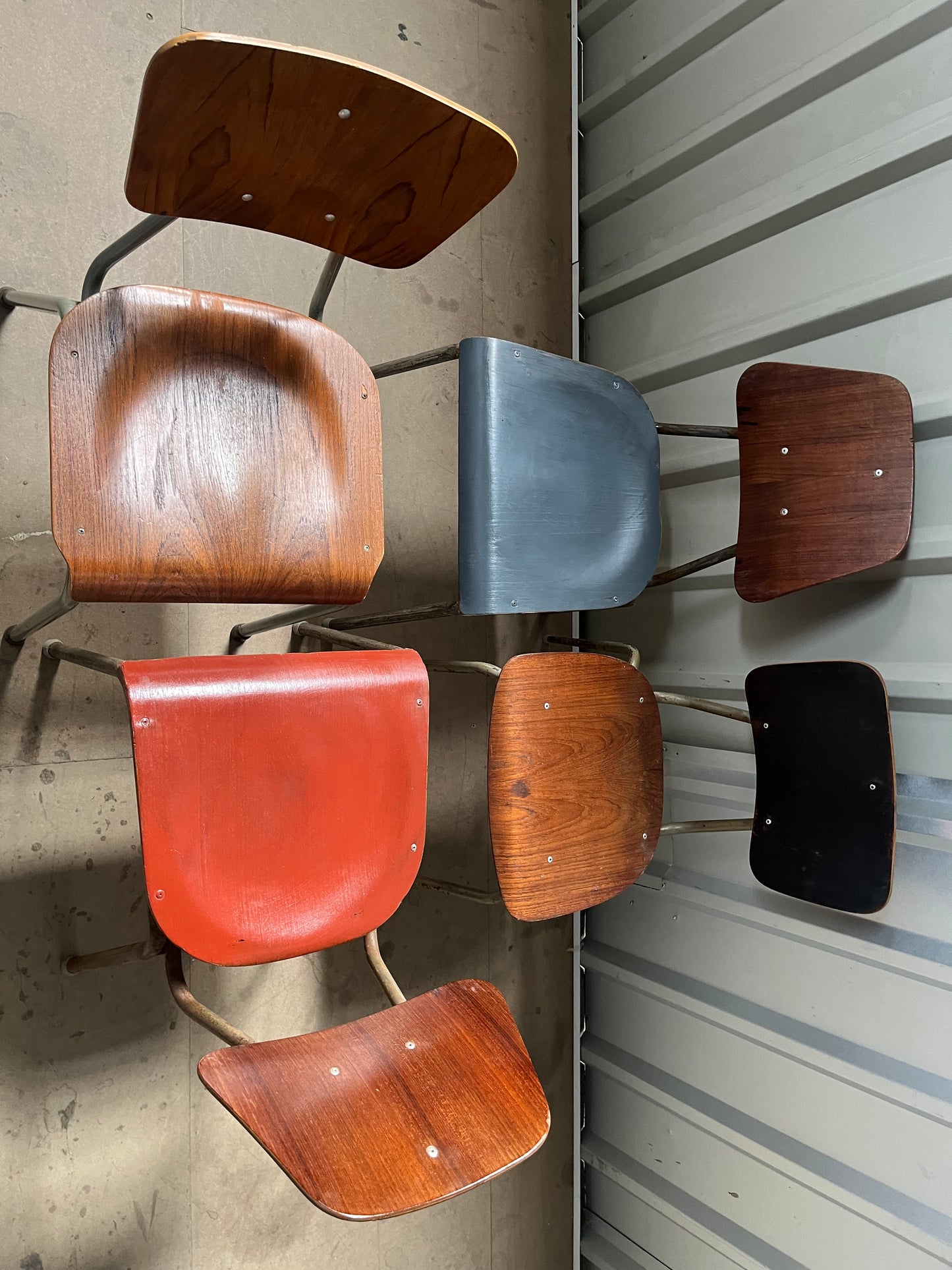 Vintage 1970s Danish Stacking Chairs- Mismatched set of four -