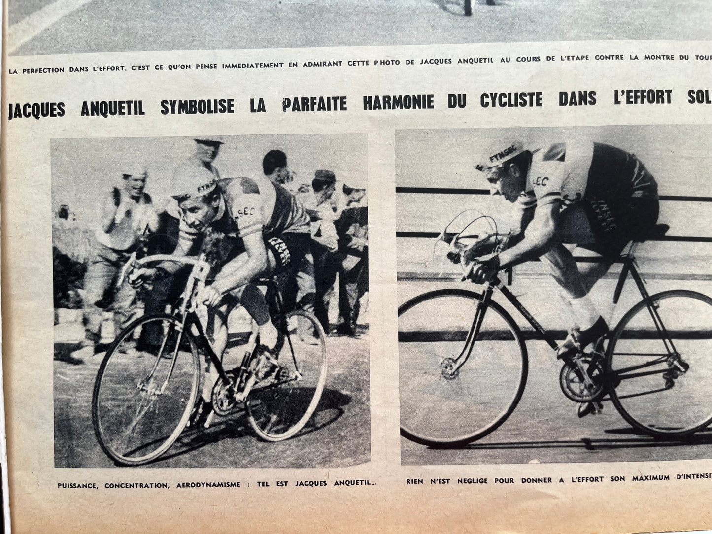 Vintage Cycling Print - Jacques Anquetil , Original Tour de France, 1959