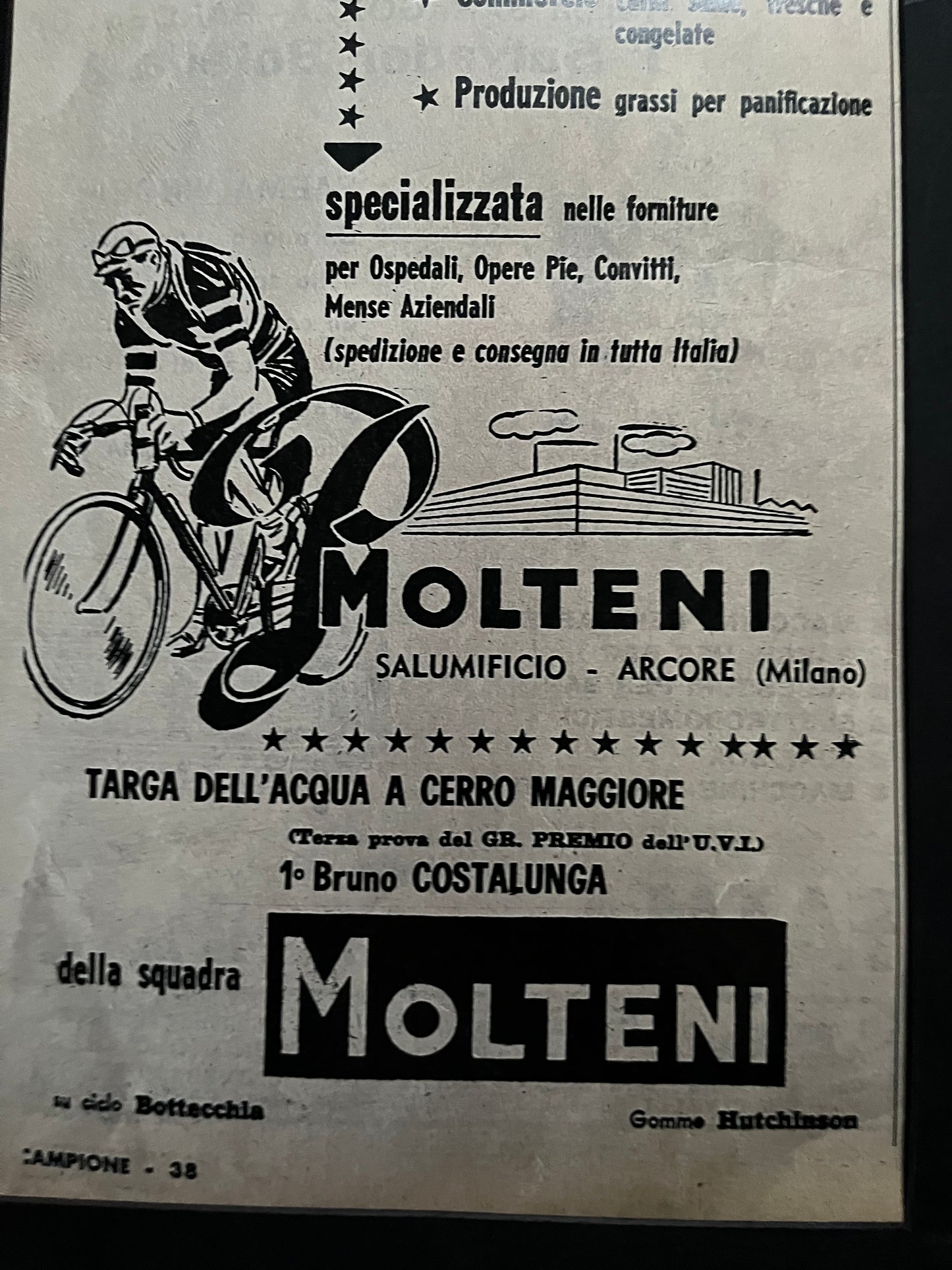 Molteni Giro d'italia Magazine advertisement c1960