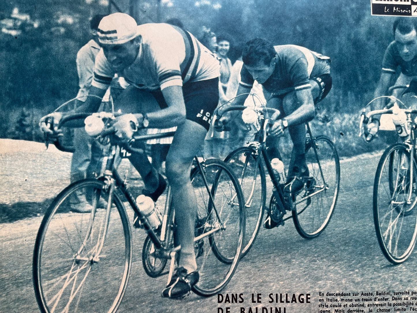 Vintage Cycling Print - Tour de France, Baldini/Anglade, Original 1950s