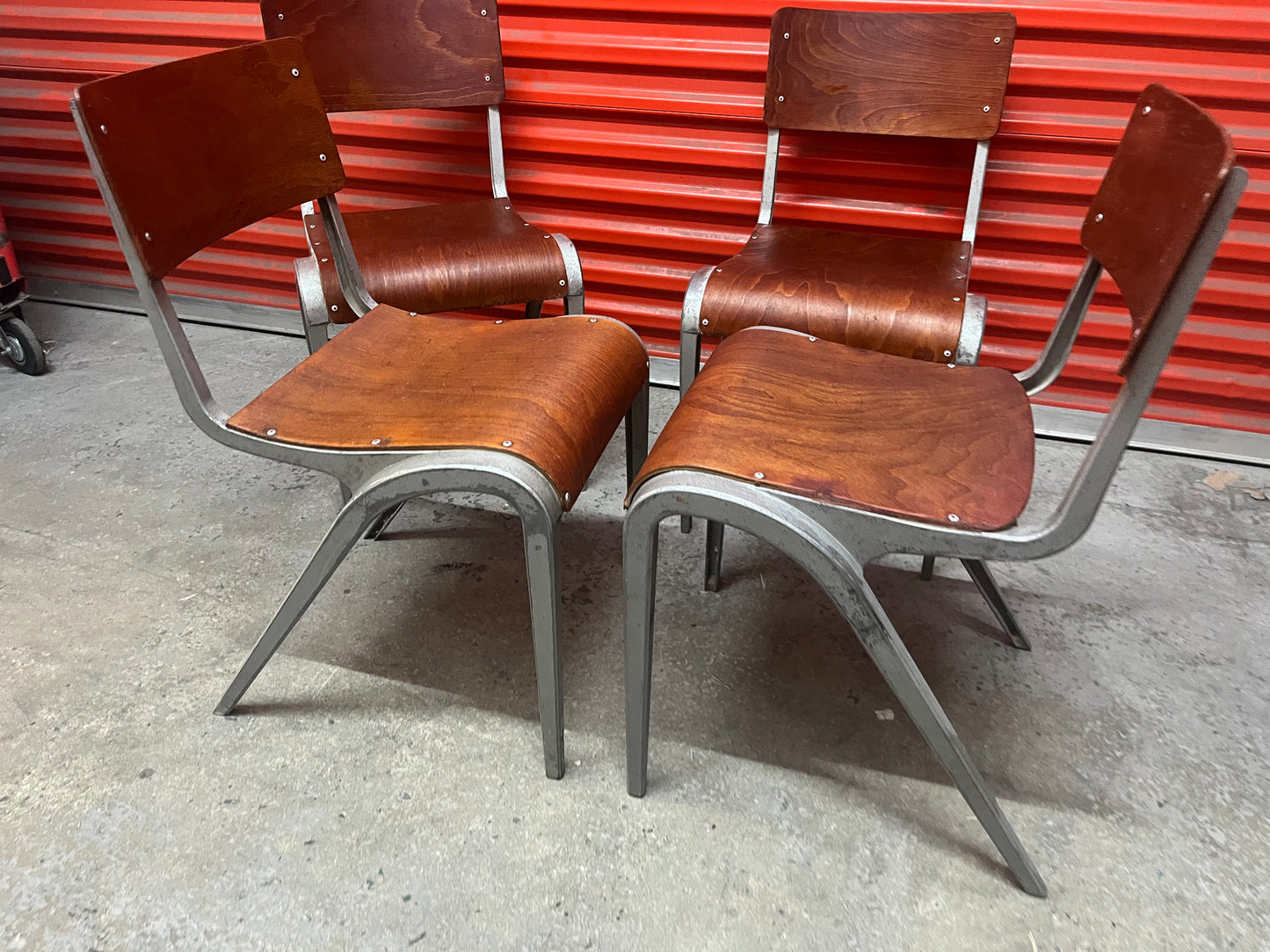 Esavian Stacking chair by James Leonard for ESA, 1950s, restored set of four