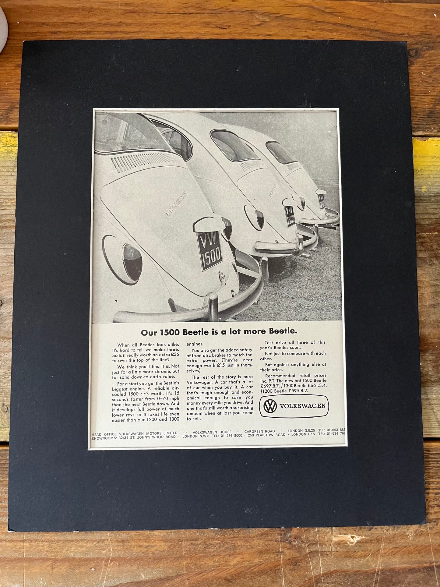 Vintage VW Volkswagen Beetle advertising print - 1967