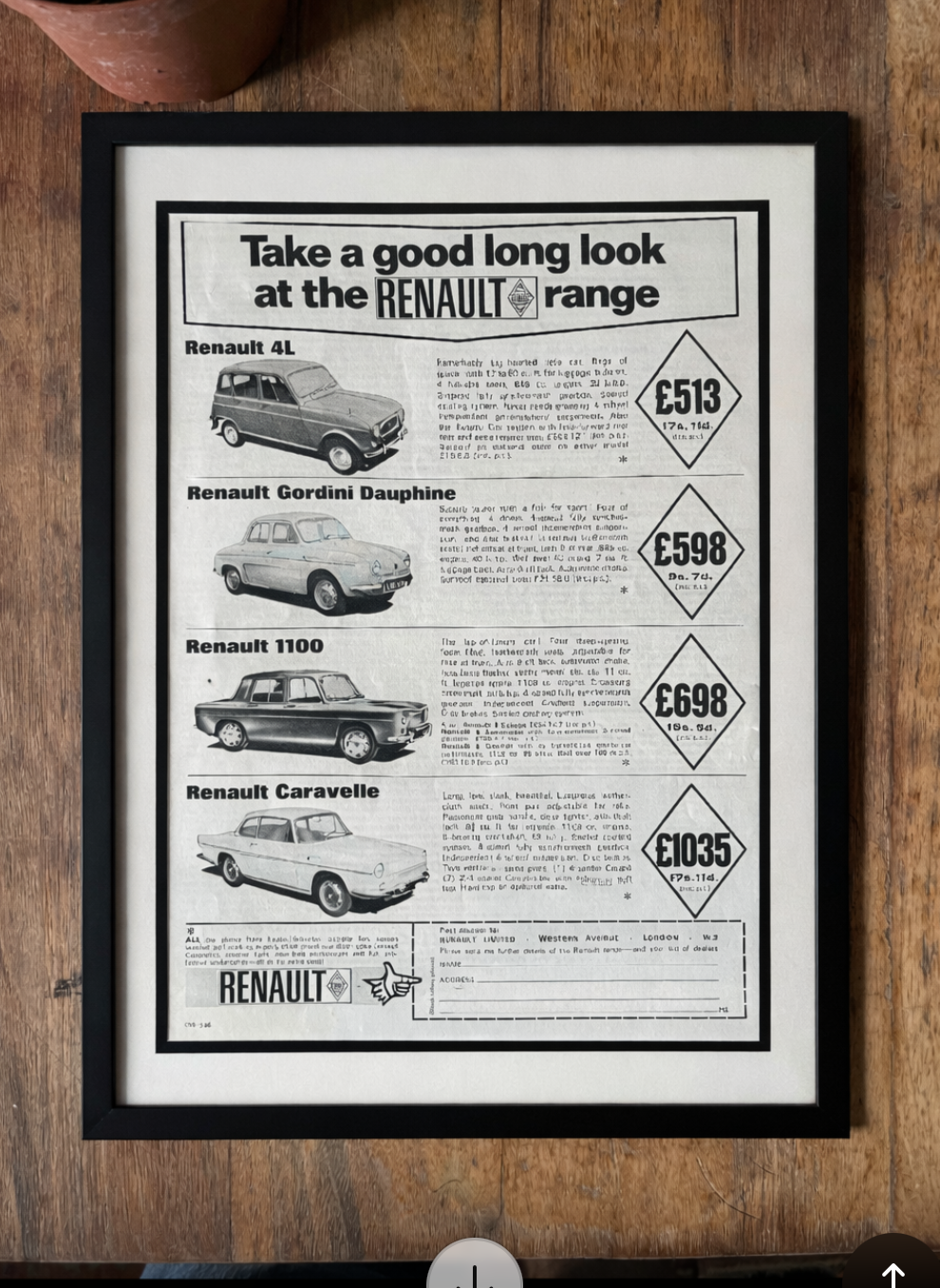 Vintage 1960s Renault car advertisement