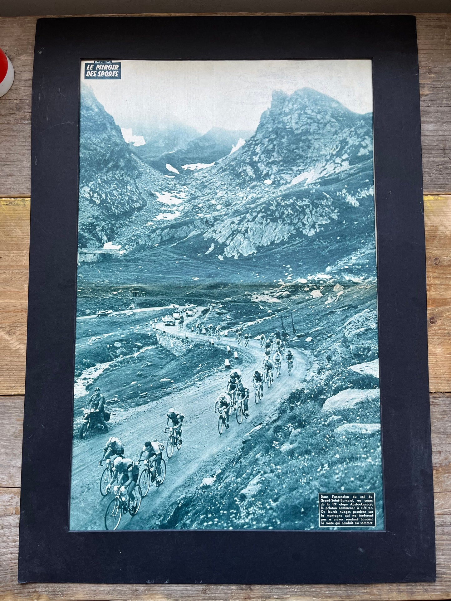 Vintage Cycling Print - Tour de France, Col de St Grand Bernard 1959