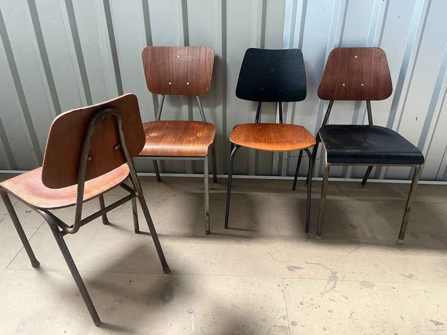 Vintage 1970s Danish Stacking Chairs- Mismatched set of four -