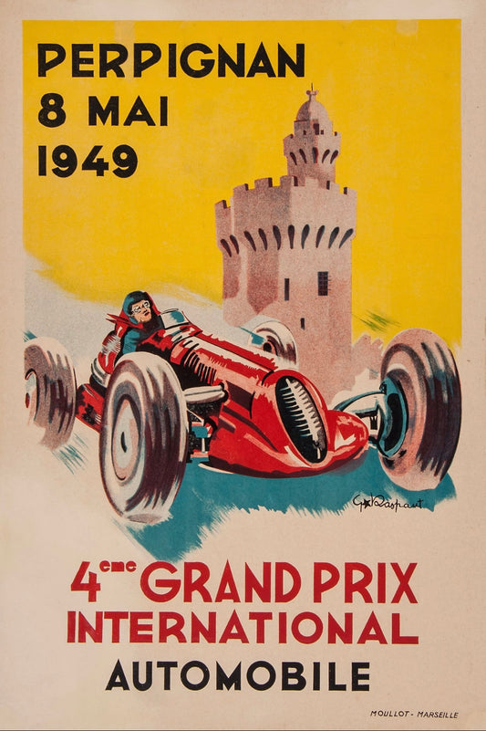 Perpignan  Grand Prix Vintage Poster 1949