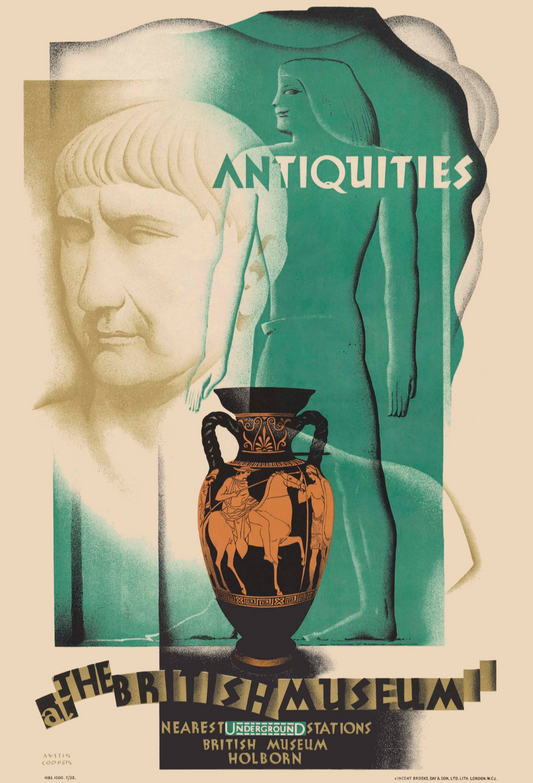 Vintage Advertising Poster - London Transport, London British museum c1932 Austin Cooper