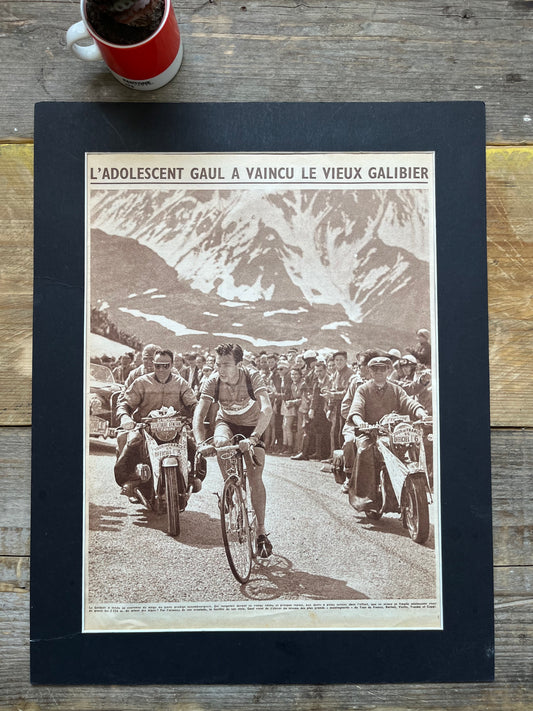 Vintage Cycling Print -Tour de France, Charly Gaul Col du Galibier