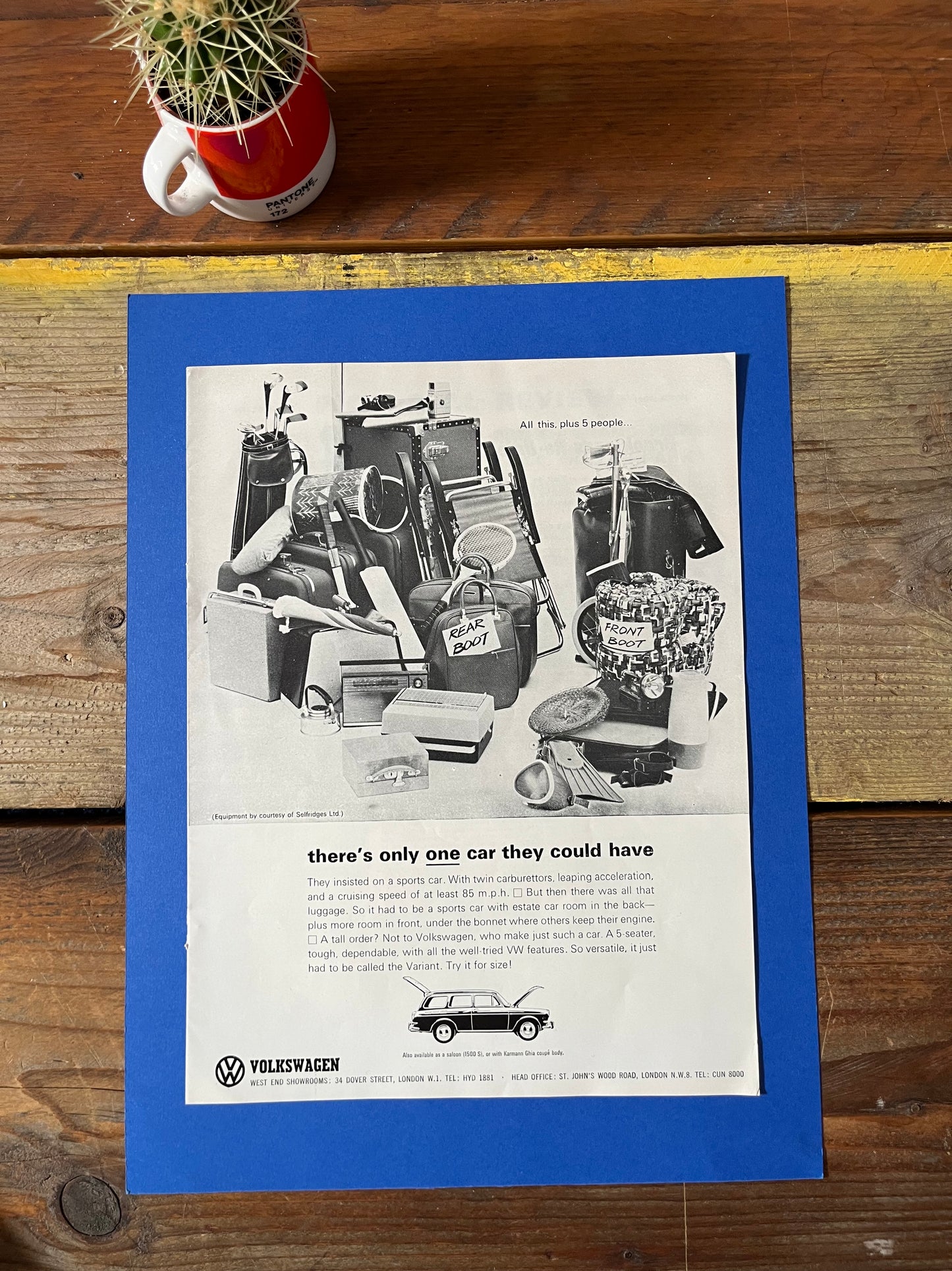 Vintage VW Volkswagen Squareback Type 3 advertising print - 1960s