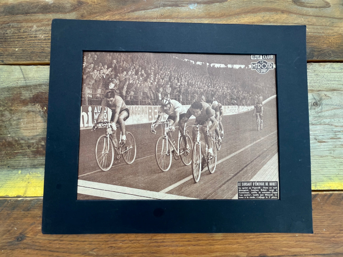 Fausto Coppi / Louison Bobet vintage cycling print 1951 le sprint au Vigorelli