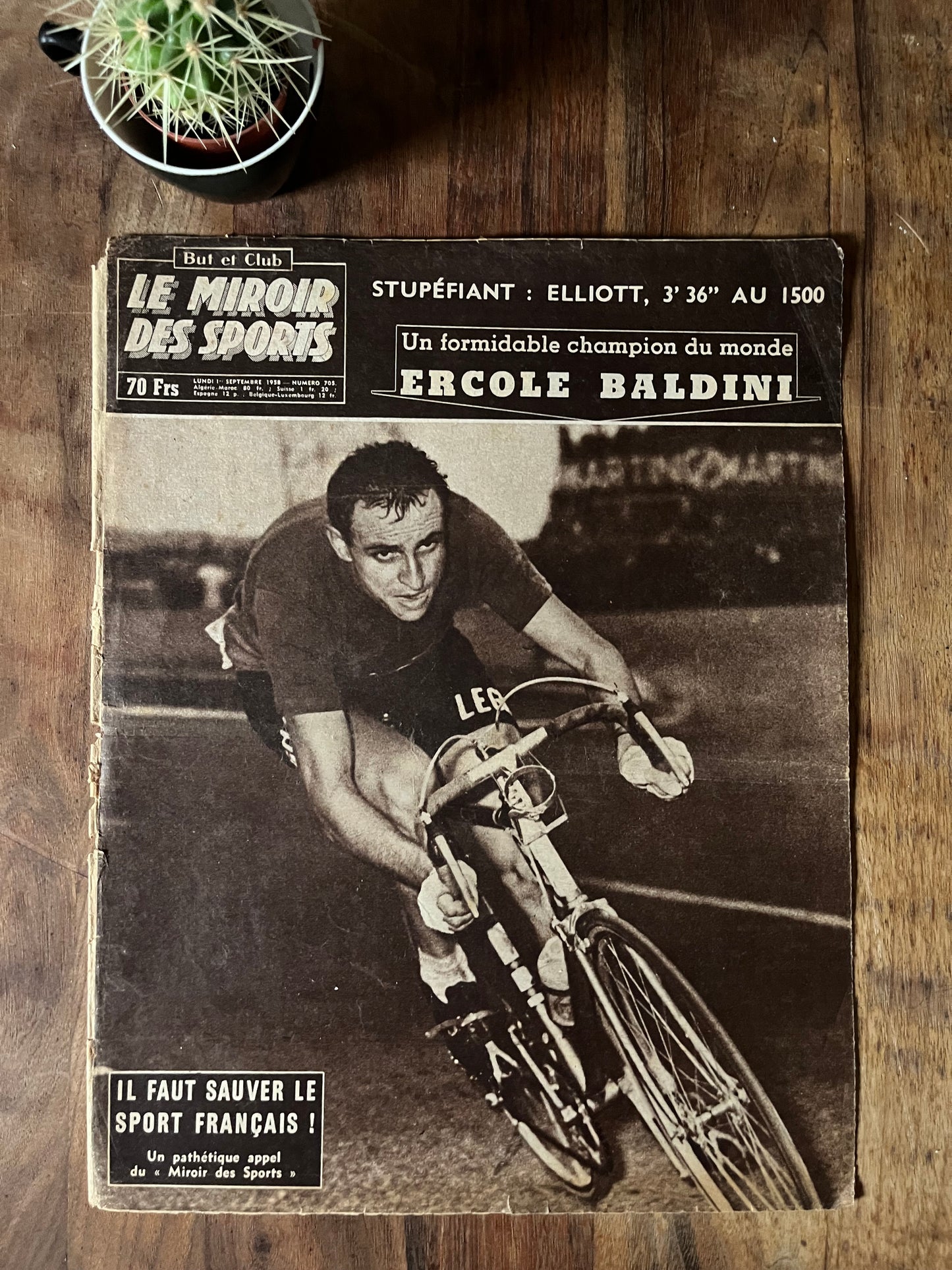 Vintage Cycling Print - Tour de France, Ercole Baldini Original 1958 unframed