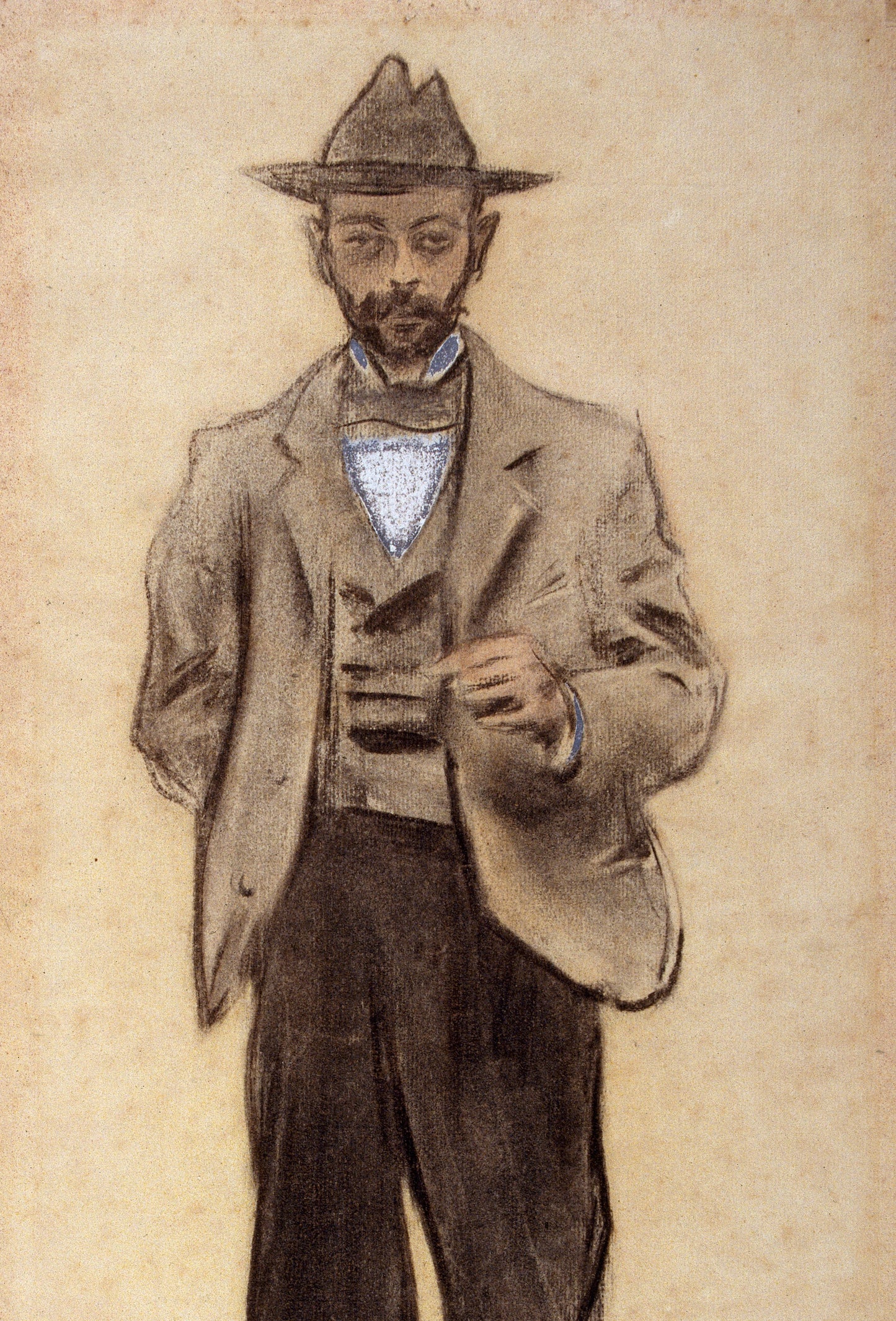 Ramon Casas A Drawing - Portrait of Manolo Hugué, c1897-99.