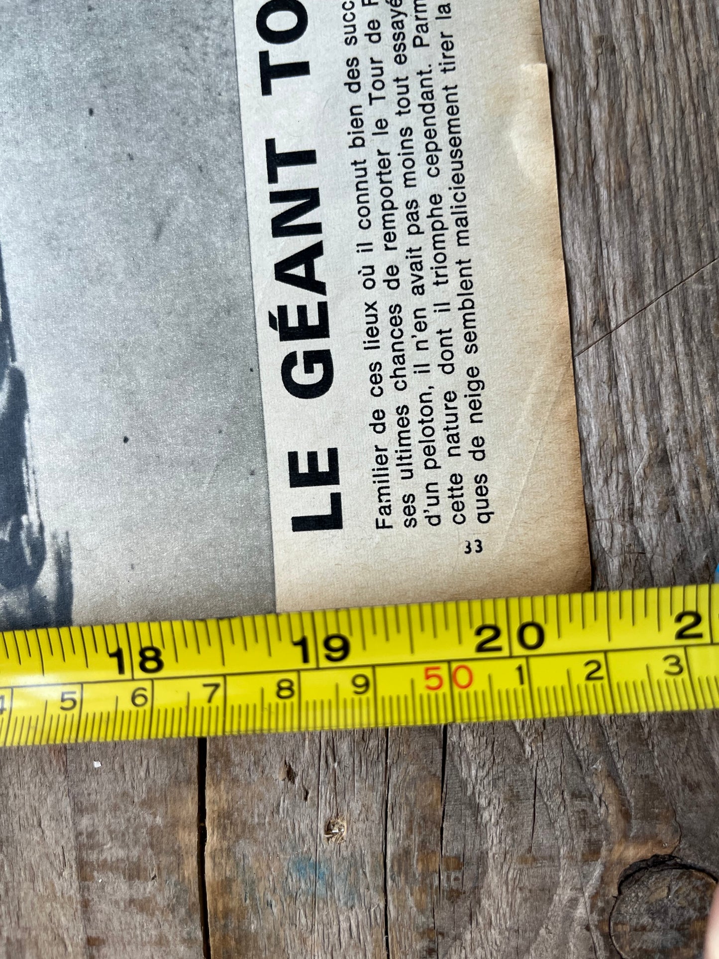 Vintage Cycling Print - Tour de France, col du Tourmalet Julio Jimenez 1965