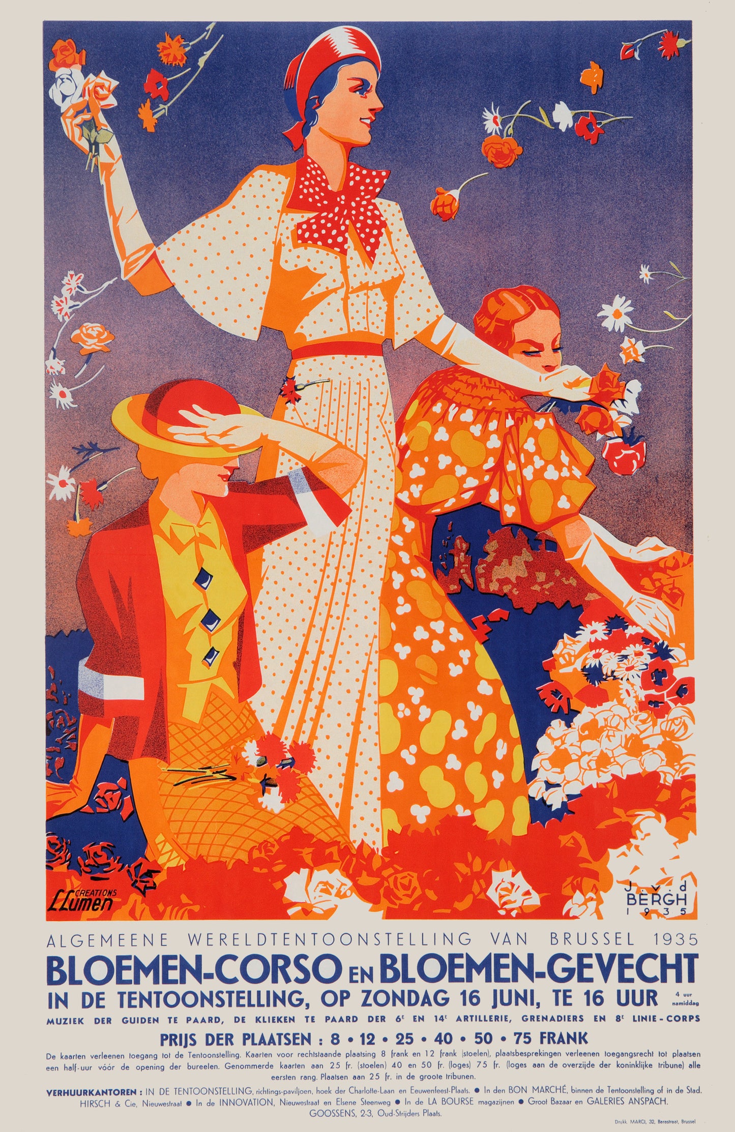 Vintage Belgian poster - Algemene Wereldtentoonstelling van Brussel 1935, Joseph Van den Bergh