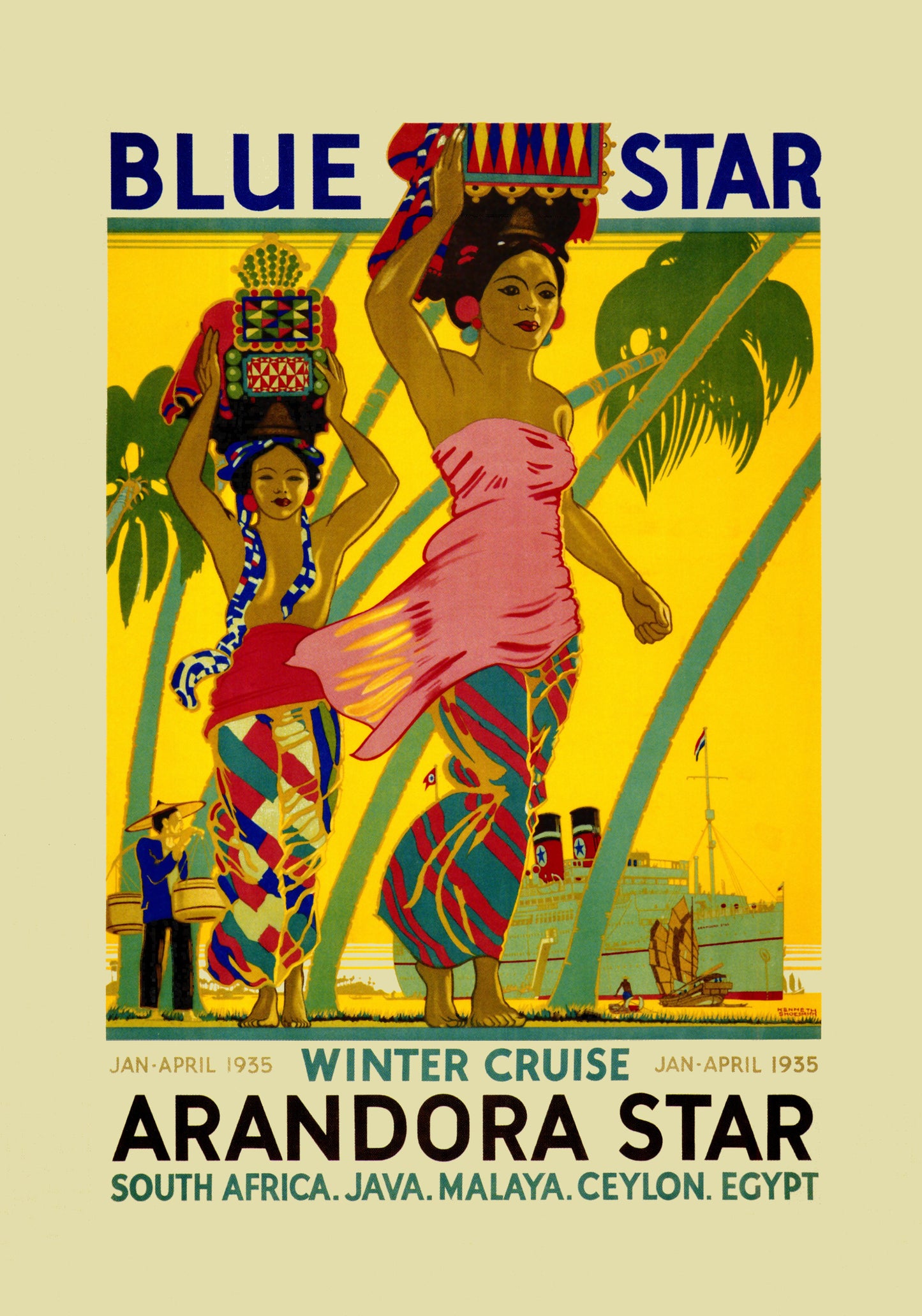 Vintage travel poster Arandora Star c1935 Winter Cruise