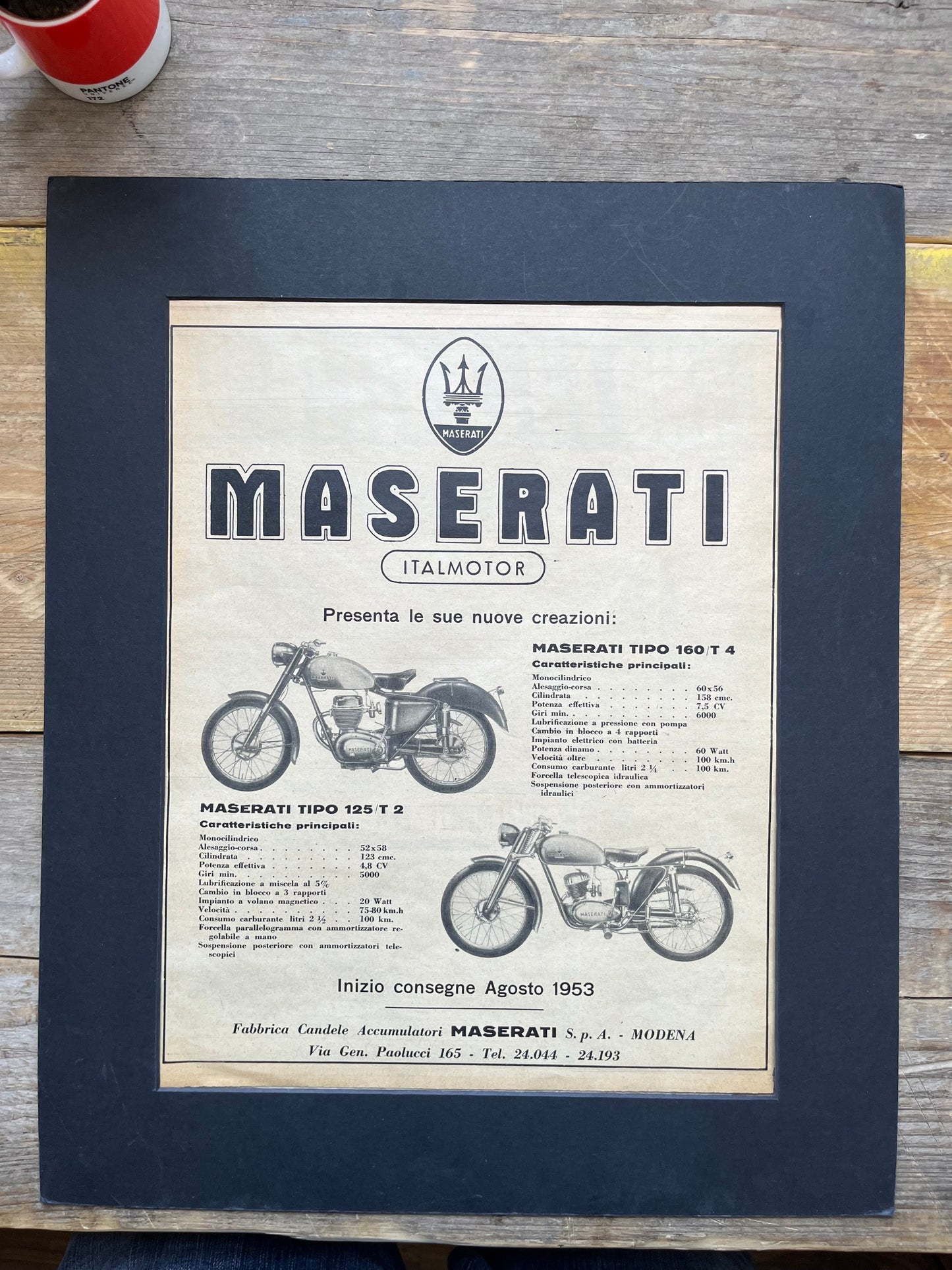 Maserati motorcycles advertising print 1950s
