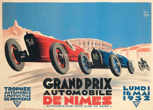 Grand Prix Nimes 1932 Vintage Poster