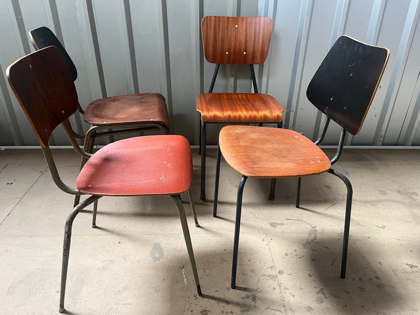 Vintage 1970s Danish Stacking Chairs- Mismatched set of four -