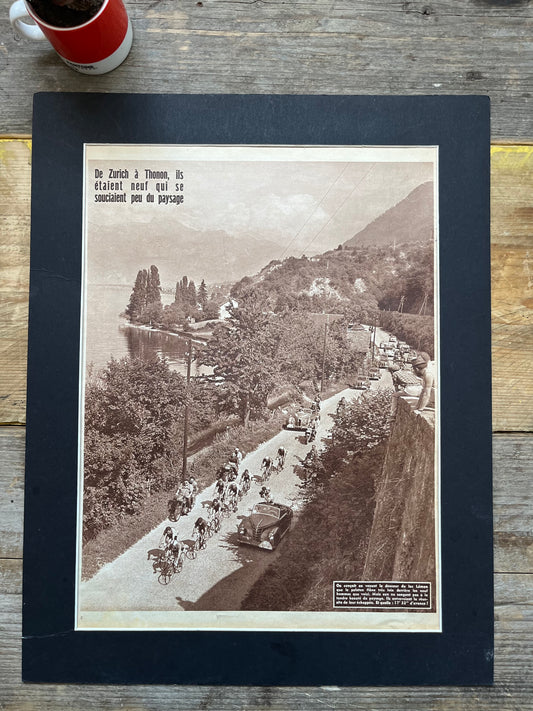 Tour de France vintage print c1952 Lac Le man